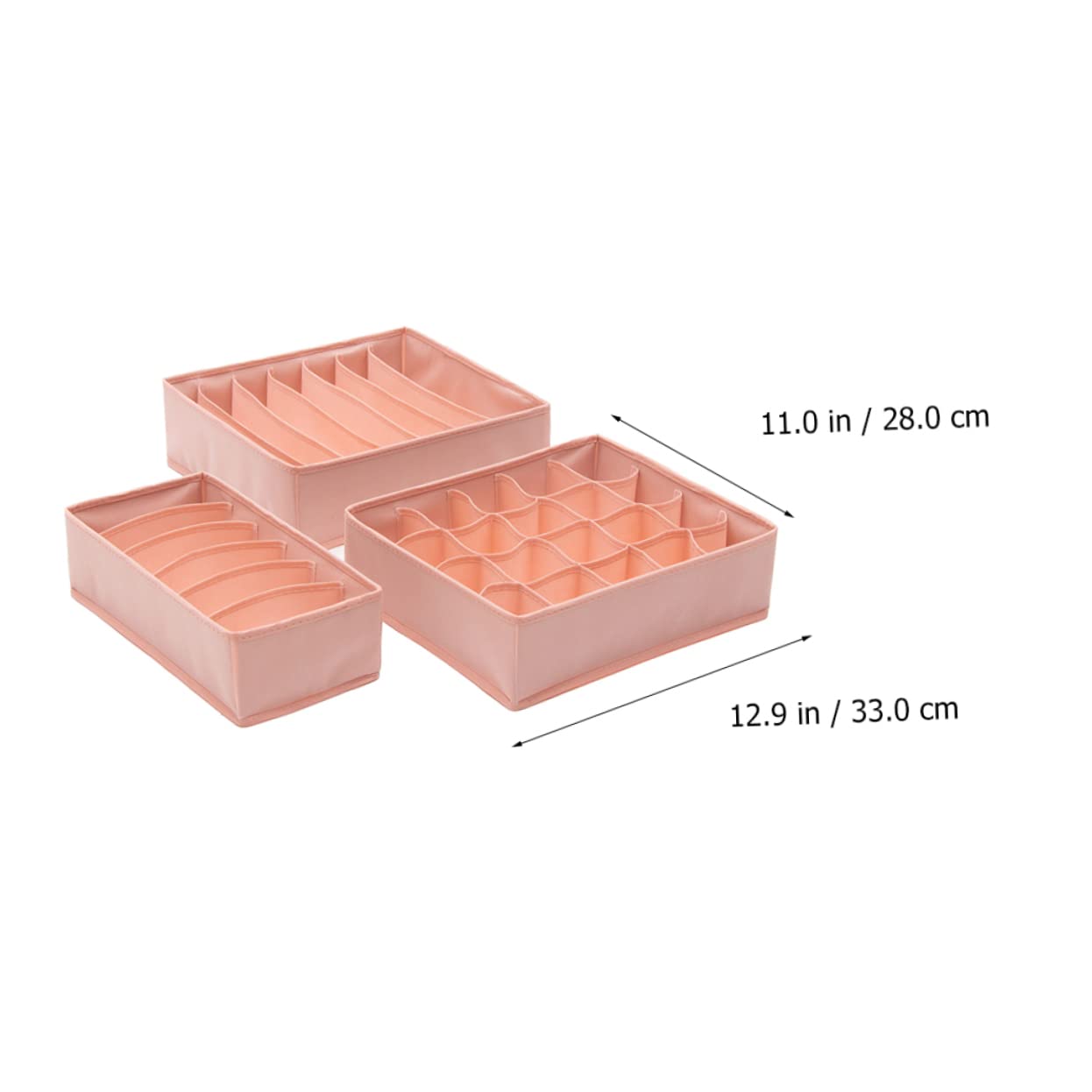 Aufbewahrungsbox für Unterwäsche 3 Stück Rosa aus Vliesstoff | Fächerdesign, für Schrank und Schublade, 1 Satz für Bhs, Accessoires und Reise