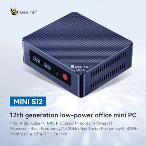 Image of Beelink MINI S12 Mini PC with N95 Processor, 12G LPDDR5 512G SSD Micro PC, WiFi5+BT4.2+ 2.5G LAN, 4K HDMI UHD Dual Display, Business Mini Computer Support W11 Home