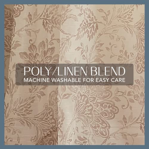 Elrene Home Fashions Floral Cottagecore Tie-Top Sheer Window Curtain Panel, Poly-Linen Blend, Flax, 52" W x 84" L (Pack of 1) - Image 4
