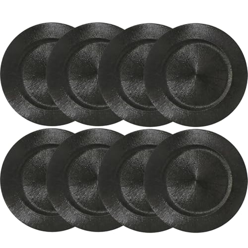 Platos cargadores negros redondos 13 pulg. pack 100 miniatura 3