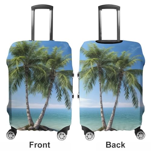 Sea Palm Trees Travel Luggage Cover Anti-scratch Suitcase Cover Elastic Suitcase Protective Cover Fits 19-32 Inch Luggage L3