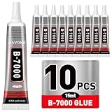 10 PCS 15ml B7000 Rhinestone Glue Clear with Precision Tip, Bedazzling Glue, Multipurpose Super Glues for Nail, Craft, Jewelry Making, Nail Art, DIY, Makeup, Shoes