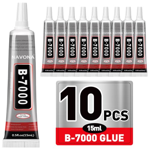 10 PCS 15ml B7000 Rhinestone Glue Clear with Precision Tip Bedazzling Glue Multipurpose Super Glues for Nail Craft Jewelry Making Nail Art DIY Makeup Shoes