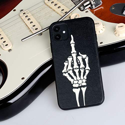 X-Spirit Cool Leather Case For Iphone 11, Skull Skeleton Pattern, Middle Finger Up, Dark Art, Glow In The Dark (Iph 11-Middle Finger) #TOP6