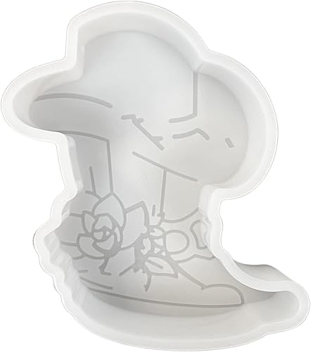 Molde fresco de silicona para botas y sombrero de vaquero con flores 4 x 3 x 1 pulgadas bohemio occidental para cuentas de aroma perfumadas resina