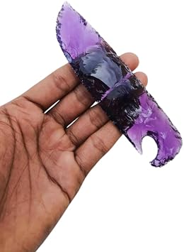 Purple Amethyst Crystal Glass Knife Crystal Daggers Gifted obsidian Stone Knives Lava Blade Flint Hand Knapped 5.5-6 Inches