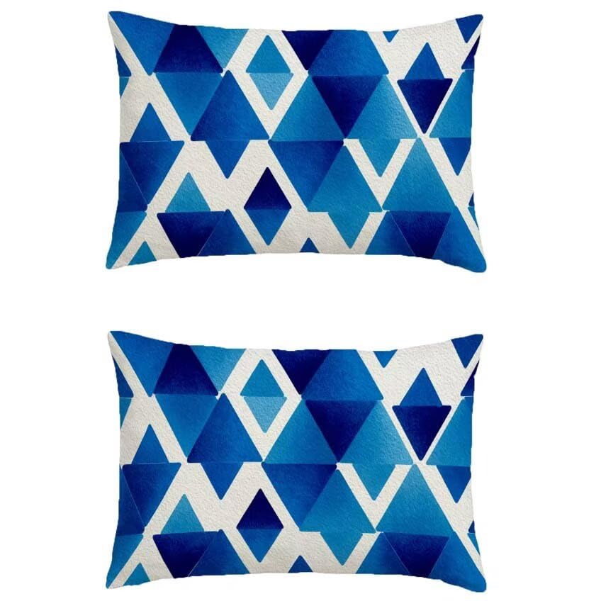 Housse coussin exterieur bleu cadeau decoration lin impermeable 60x80