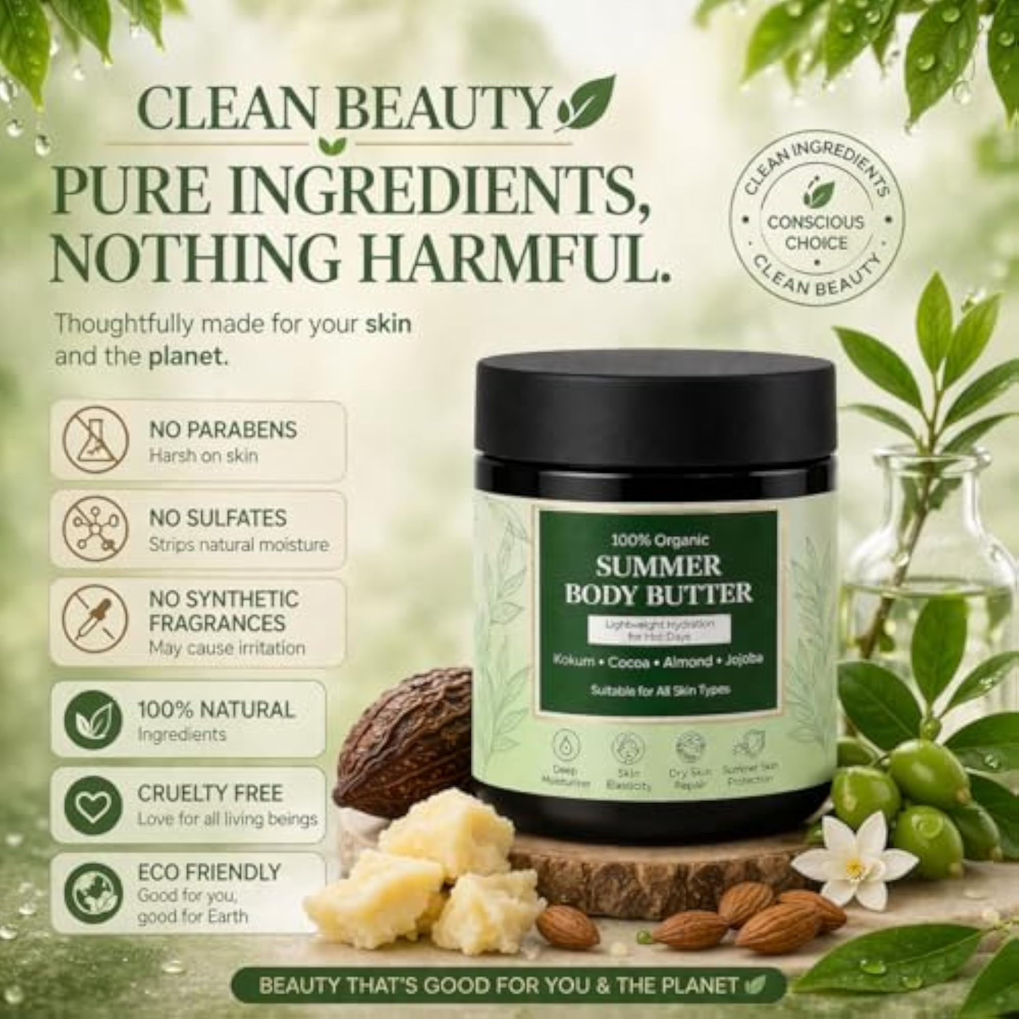 Organic Body Butter for Dry Skin, Deep Moisturizer
