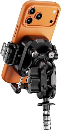 Kewig Anti-Theft Motorcycle Phone Fork Stem Mount with Vibration Dampener | Camera Friendly Bike Phone Cradle Fits Stem Tubes 12mm-25.4mm in Diameter for Motorcycle Adjustable Size Fit 5.4-7.2" Phone