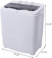 Vista 3 de Lavadora portátil, lavadora de doble tina de 14.3 libras, mini máquina de lavandería compacta con bomba de drenaje, lavadora semiautomática
