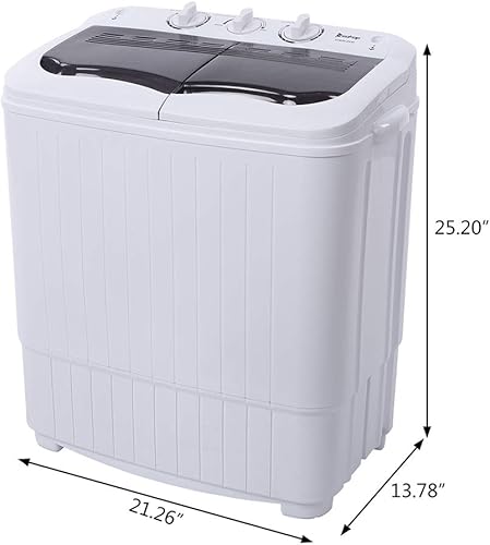 Miniatura 5 de Lavadora portátil compacta mini lavadora de doble tina con bomba de drenaje integrada, secadora de centrifugado semiautomática de 14.3 libras, ideal