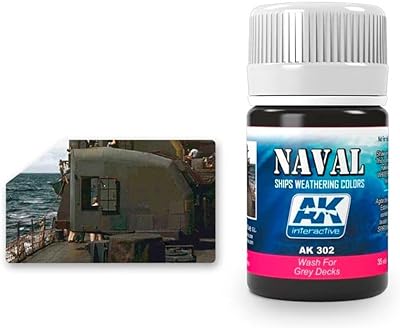 AK-Interactive Wash for Grey Decks Naval Ship Weathering Color - 35 ML / 1.18 Fl.Oz Jar - Model Building Paints and Tools # 302