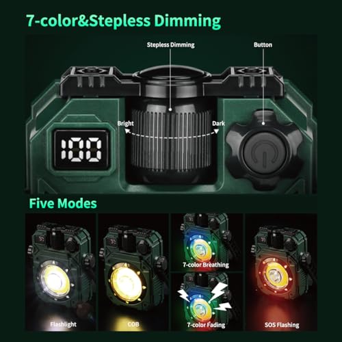 Image of LETOUR Rechargeable Solar LED Work Light, 360 Rotatable 1000Lumen 7 Color Dimmable Camping Flashlight with Magnet, 2000mAh Emergency Flood Light for Car Repair Fishing Power Outage Home Use