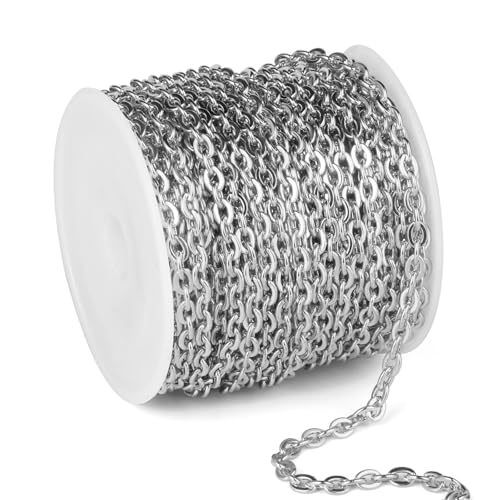 33FT Stainless Steel Chain Bulk 3.5mm Cable Chains Roll for Jewelry Making