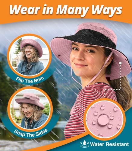 Geartop Ponytail Sun Hat Womens, Beach Hats For Women, Upf 50+ Water Resistant, Womens Sun Hat, Womens Beach Hat, Fishing Hat, Ponytail Hat Gray & Light Pink #TOP5