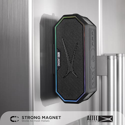 Image of Altec Lansing Loud Portable Speakers Bluetooth Wireless Waterproof - MultiColor LED, 20 Hour Playtime, Mount Included | HydraBLAST 2.0 Magnetic Bluetooth Speaker for Travel, Home and Outdoor Adventure