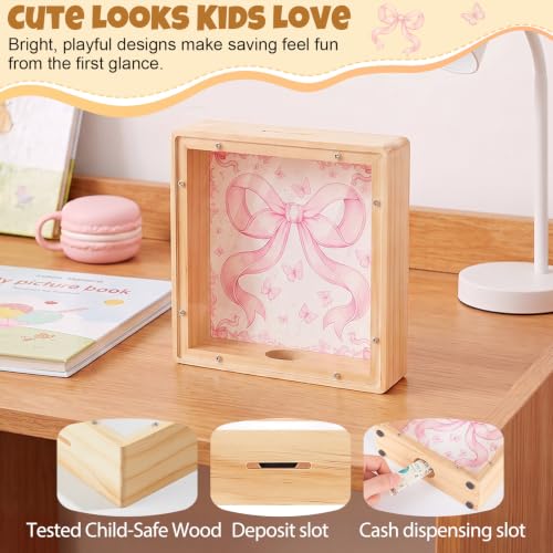 Image of MHJY Wooden Piggy Bank for Kids Personalizable DIY Coin Bank for Girls Boys