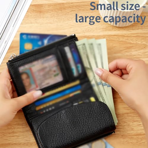 Joyfullygo Wallet, Unisex Pebble Leather Wallet, Small Coin Card Purse for Women with Credit Card Holder, Coin Holder & Cash Slots (Dark Blue)2