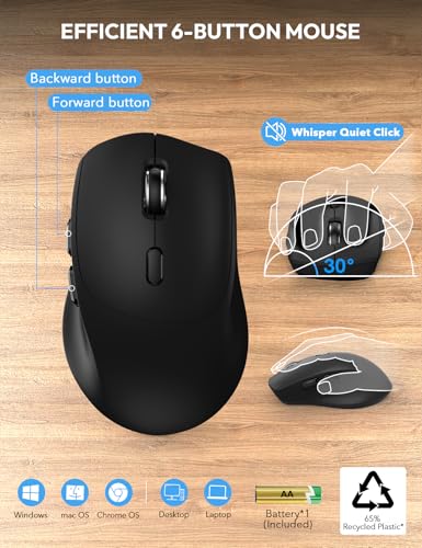 Sablute Wireless Keyboard And Mouse, Wrist Rest, Phone Holder, Batteries Included, 2.4G Lag-Free Ergonomic Keyboards Mouse Combo, Silent Keyboard Cordless Set For Computer, Laptop thumb #4