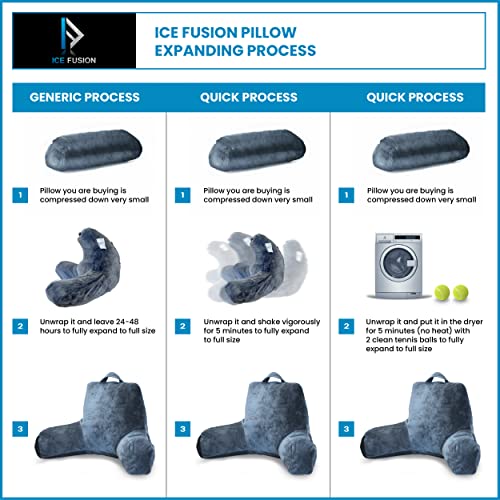 Ice Fusion Kids Reading Pillow Bolster Lounge Floor Bed Cushion Chair Rest Back Support With Arms For Gaming Sitting Up Tv Posture Corrector With Storage Pockets And Removable Washable Cover… #TOP5