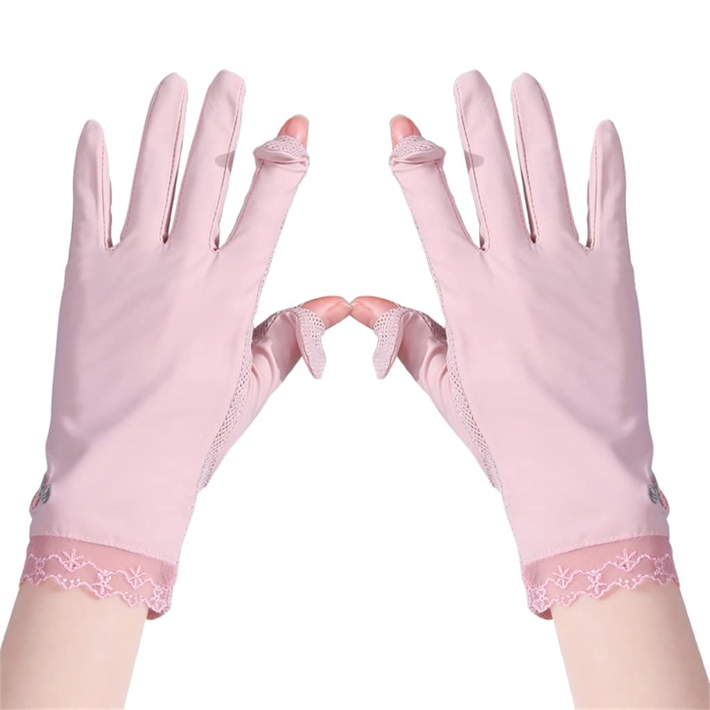 Icy Gloves Thin Length Outdoor Breathable Full-finger Elastic Flip Finger Ice Silk Female