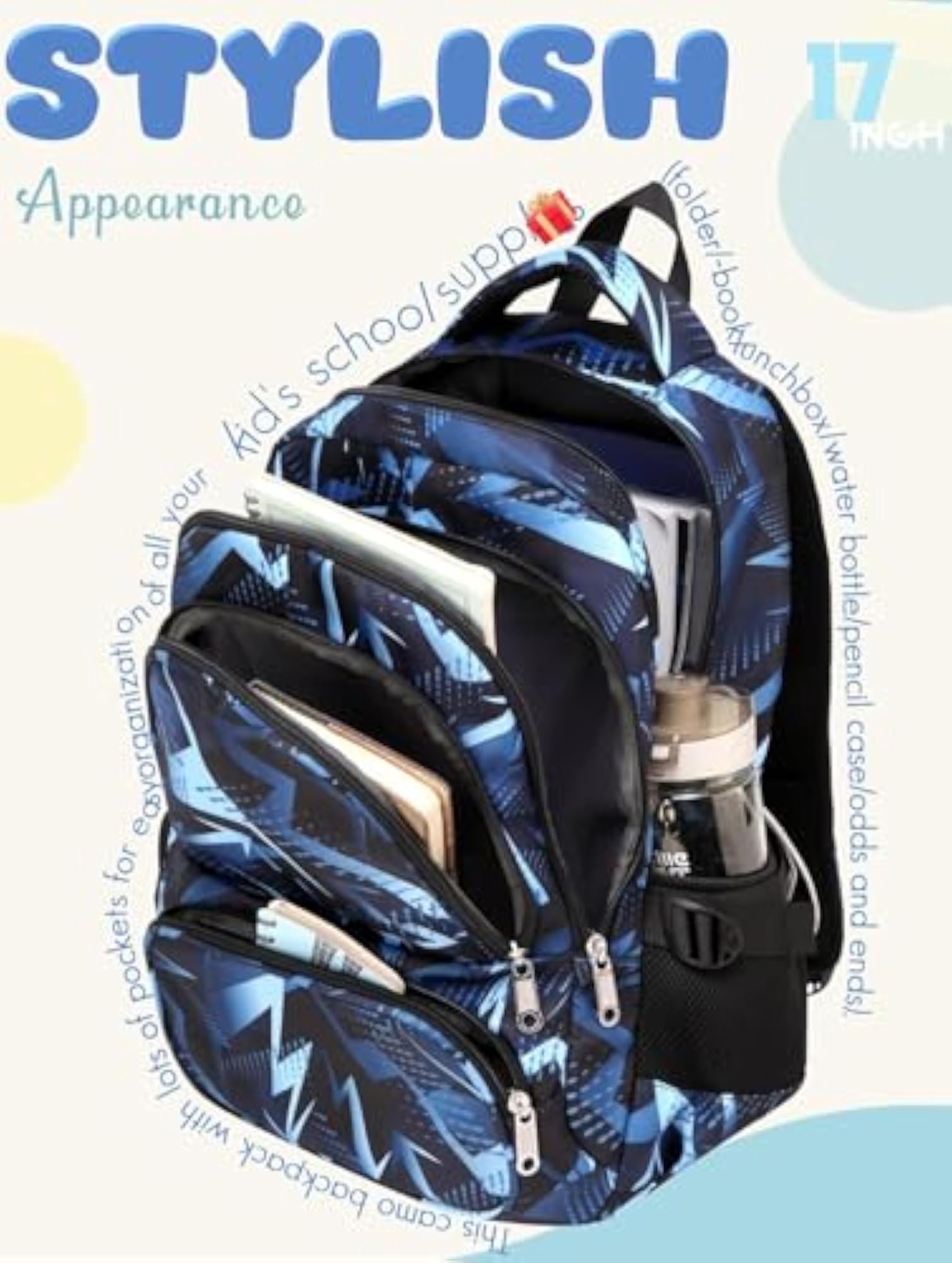 Waterproof School Backpack with Pencil Pouch for Kids