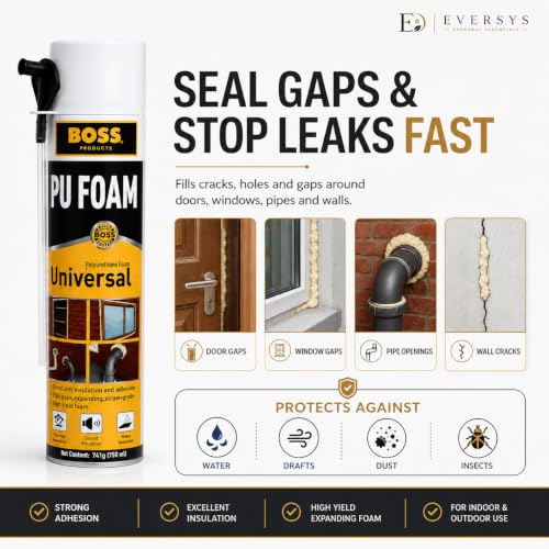 Image of PU Foam Spray Sealant for Gap Filling & Leak Repair | Expanding Foam Spray for Doors, Windows, Pipes & AC Ducts | Waterproof Gap Filler for Roof Leakage, Wall Cracks & Home Insulation