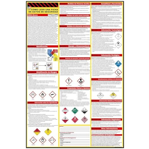 How to Read A Safety Data Sheet (SDS/MSDS) Poster | English & Spanish 2025 | 36 x 24 Inch | UV Coated Paper Sign | OSHA, HMIS, Hazard Compliance Center | Display Instructions Chemical Labels (Spanish)
