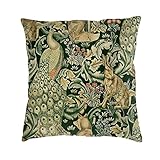 Haruha William Morris Green Forest Animals Peacocks Fox Hare 4 Decorative Throw Pillow Cover Soft Ve