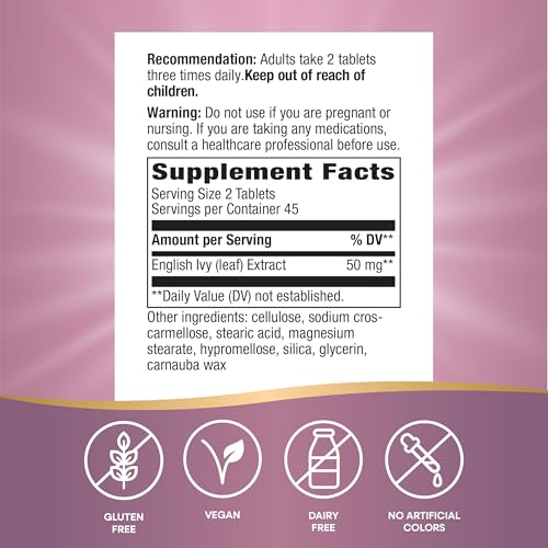 Nature's Way Ivy Extract from English Ivy Leaf, 50 mg per Serving, 90 ct - image 5