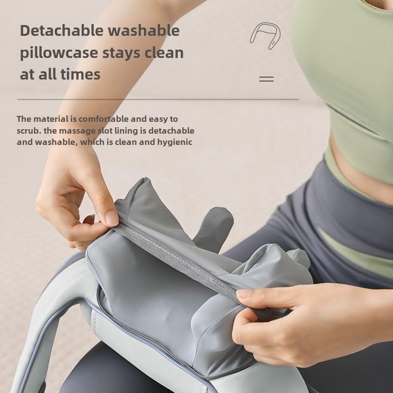 Miniatura 6 de Masajeador de trapecio para alivio del dolor de cuello, hombros y espalda, almohadilla térmica 3D con 2 modos de masaje, correa ajustable para uso