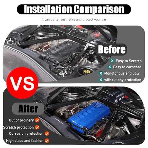 Image of for Corvette C8 Engine Cover Trim Compatible with Corvette C8 2020-2024 Stingray E-Ray Z51 Engine Bay Protection Panel Cover Trim Exterior Accessories ABS (Blue)