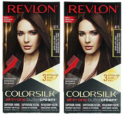 Revlon Colorsilk Buttercream Lasting Color Dark Soft Mahogany Hair Colour 2 PACK