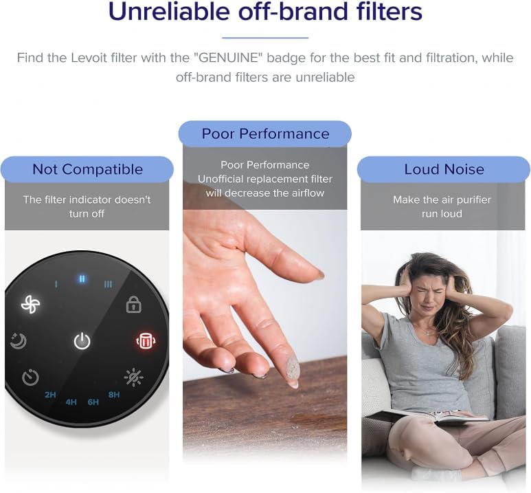 Miniatura 3 de LEVOIT Vista 200 Filtro de repuesto para purificador de aire, carbón activado de alta eficiencia 3 en 1, Vista200-RF, negro, 2 unidades (paquete de