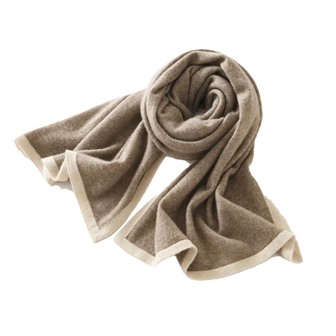 Bufanda de punto de cachemira para mujer, bufanda de otoño suave y sólida, bufanda de invierno de contraste de color cálido