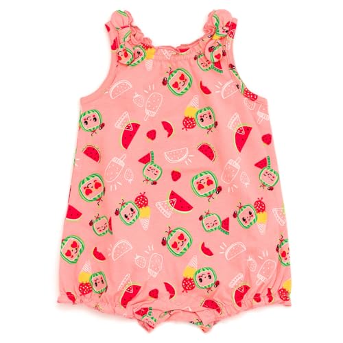 CoComelon Infant Baby Girls Bubble Sleeveless Romper Coral Pink 18 Months