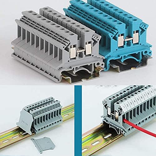 DIN Rail Slotted 35mm Width 200mm Long C45 Slotted Design Steel Rail with Screws for DIN Rail Terminal Series Contactor Distribution Cabinet 4Pcs