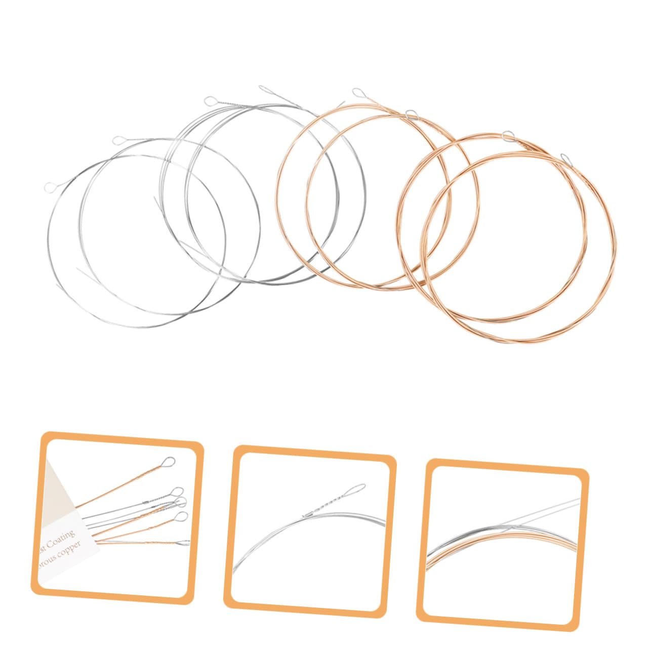 SUPVOX Mandolin Instrument Strings 8 Pack Phosphor Mandolin Strings Rich Overtones Easy to Use