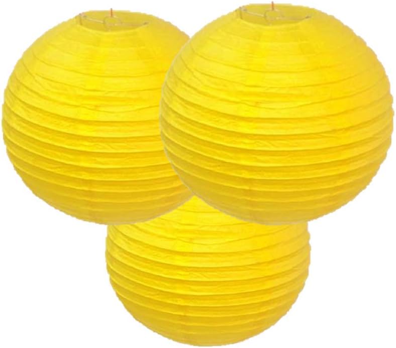 Paper Lanterns Mix Color Packs of 3 Round Paper Lanterns Lampshade (All Yellow, 8" (20 Cm))