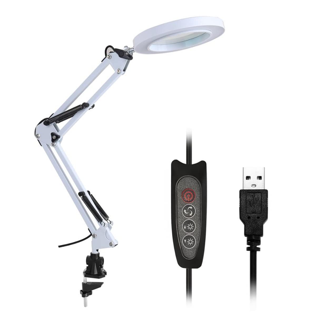 Kit di accessori per microscopio Illuminazione LED 5x. Lampada da scrivania lente d'ingrandimento con mani di morsetto USB -Postruito PORTATO Lente d'ingrandimento della lampada Vetrini per microscopi