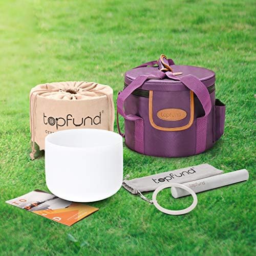 TOPFUND 440 Hz Perfect Pitch F Note Crystal Singing Bowl Heart Chakra 10 inch with Heavy Duty Carrying Case - 4