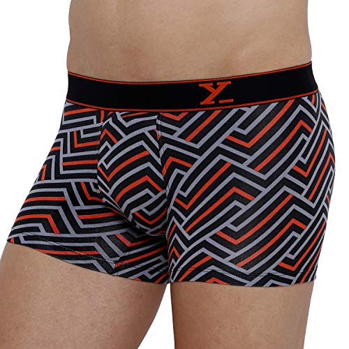 Image of XYXX Men's underwear Linea IntelliSoft Antimicrobial Micro Modal Trunk Pack OF 5 (Red & Black Stripe ; Brillant Blue & Black Iris Stripe ; White & Brillant Blue Stripe ; Navigate Yellow Multi Stripe ; Red & White Multi Stripe; L)