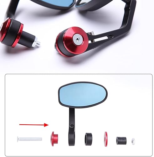 Vista 12 de DREAMIZER Espejos universales para barra de motocicleta de 7/8 pulgadas, espejo retrovisor trasero compatible con Honda Grom, Yamaha, Kawasaki