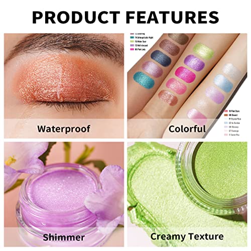 Oulac Warm Peach Glitter Cream Eyeshadow For Women With Moisturizing Smooth Formula. Multi-Use For Highlighter, Highly Pigmented Metallic Shimmer Eye Makeup.waterproof, Large Capacity 0.42 Oz.(08) #TOP2