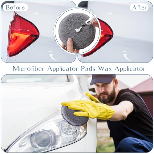 Image of Tanlade 50 Pcs Car Detailing Microfiber Applicator Pad Wax Applicator Wash Microfiber Pads, 5 Inch Diameter (Grey)