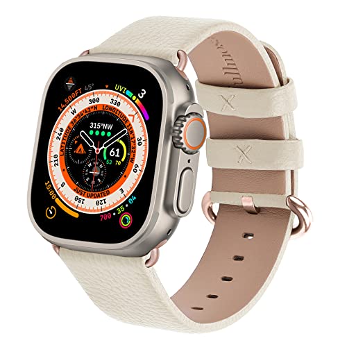 Fullmosa Correa de Reloj Compatible con Correa Apple Watch 38mm 40mm 41mm 42mm 44mm 45mm, Correas de Repuesto de Cuero Genuino Compatible con iWatch 9/8/7/6/SE/5/4/3/2/1, para Hombres Mujeres