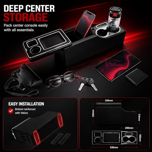 Universal Console Organizer Between Seat for Minivans, SUVs, Middle Van Bench with Wheelers Locking&Sliding Lid Design by OAWHECH - Image 2