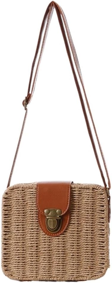 Korean Candy Colour Crossbody Bag Small Square Box Woven Bag Beach Women's Bag