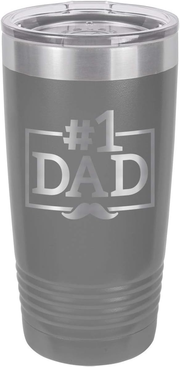 NUMBER 1 DAD-B NAVY 20 oz Drink Tumbler With Straw | Laser Engraved Travel Mug | Compare To Yeti Rambler | Gift Idea Dad For Father's Day & Birthday | OnlyGifts.com