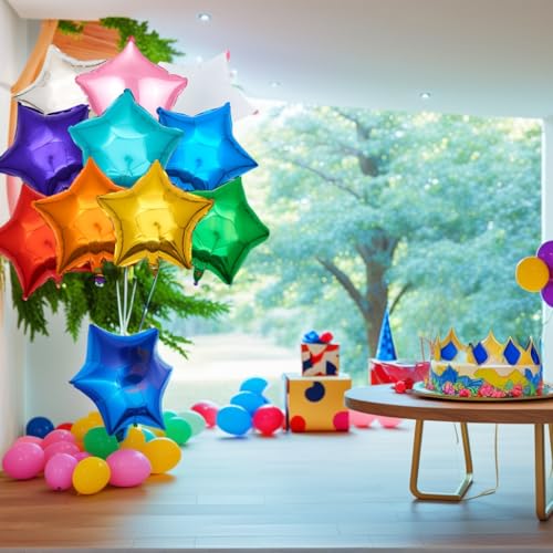 Image of 18 Inch Star Foil 30pcs Multi Big Mylar Helium Balloons Rainbow Balloons for Party Decoration